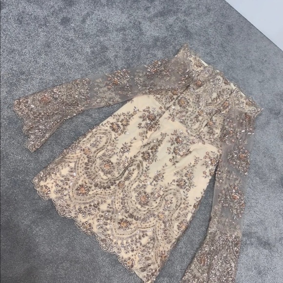 Champagne nude color custom made dress - Picture 5 of 6